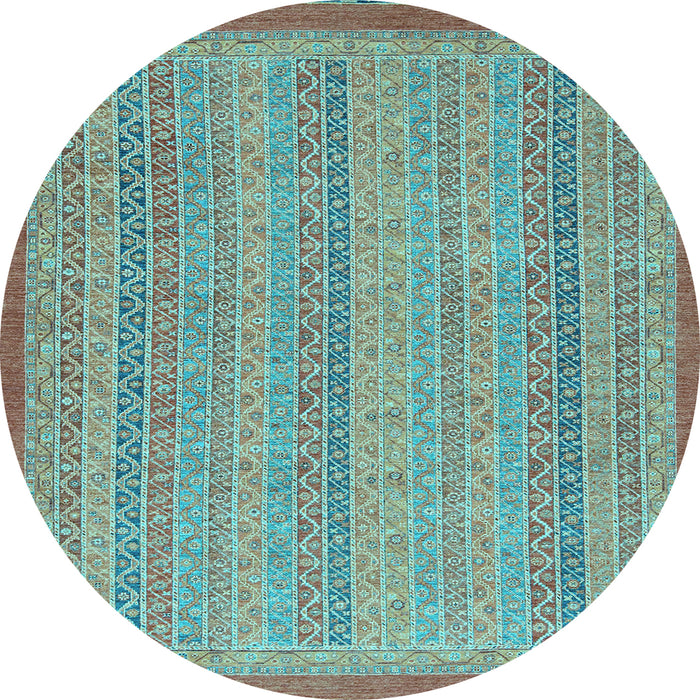 Round Abstract Light Blue Modern Rug, abs2694lblu
