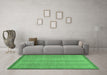 Machine Washable Abstract Emerald Green Modern Area Rugs in a Living Room,, wshabs2694emgrn