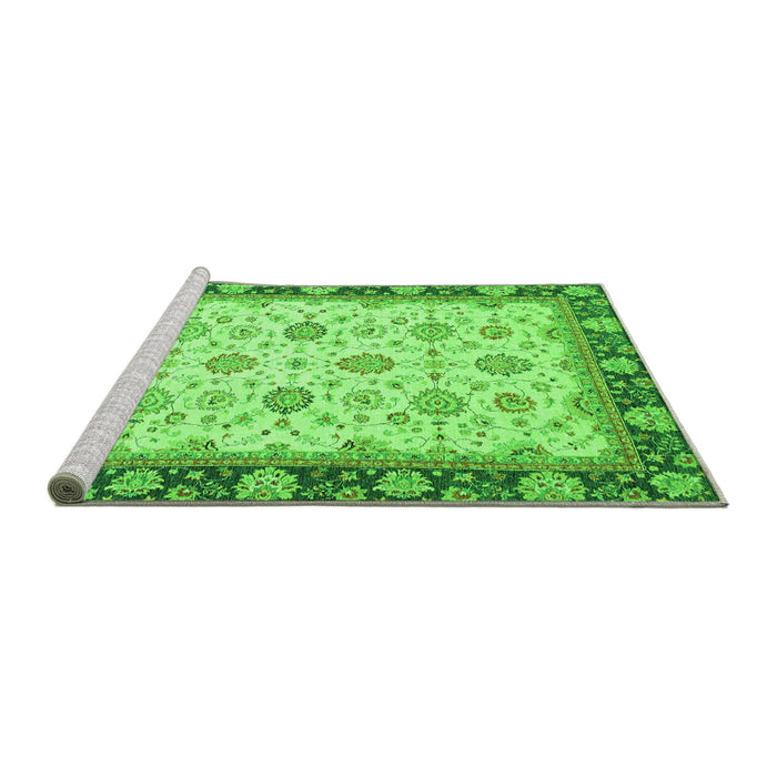 Sideview of Machine Washable Oriental Green Traditional Area Rugs, wshabs2695grn