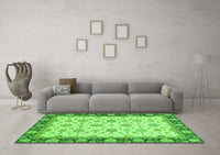 Machine Washable Oriental Green Traditional Rug, wshabs2695grn