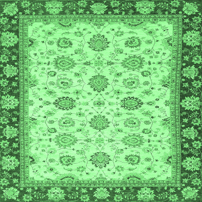 Square Machine Washable Oriental Emerald Green Traditional Area Rugs, wshabs2695emgrn