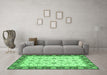 Machine Washable Oriental Emerald Green Traditional Area Rugs in a Living Room,, wshabs2695emgrn
