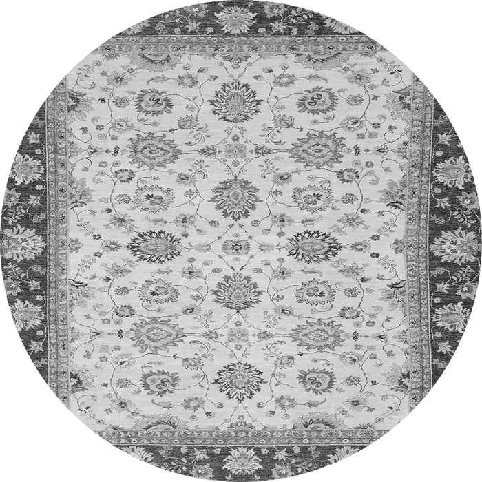 Round Machine Washable Oriental Gray Traditional Rug, wshabs2695gry