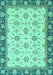 Machine Washable Oriental Turquoise Traditional Area Rugs, wshabs2695turq