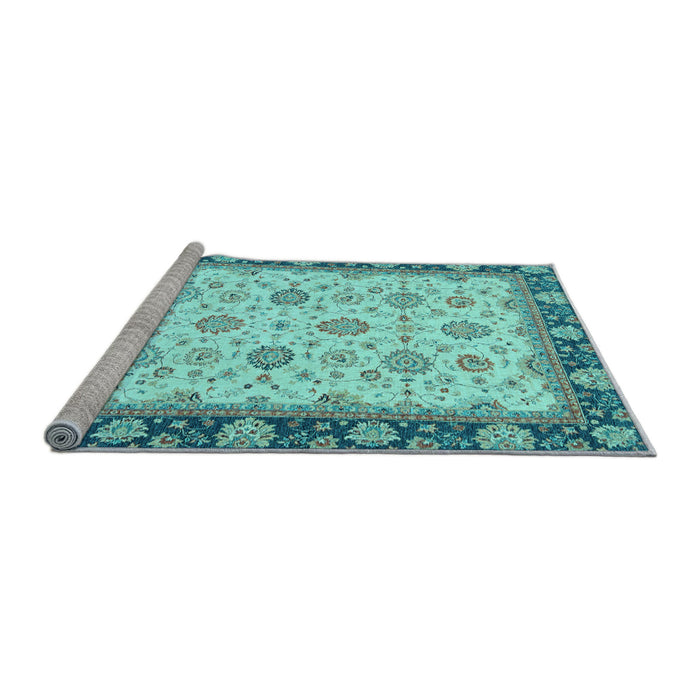 Sideview of Machine Washable Oriental Light Blue Traditional Rug, wshabs2695lblu