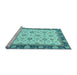 Sideview of Machine Washable Oriental Light Blue Traditional Rug, wshabs2695lblu