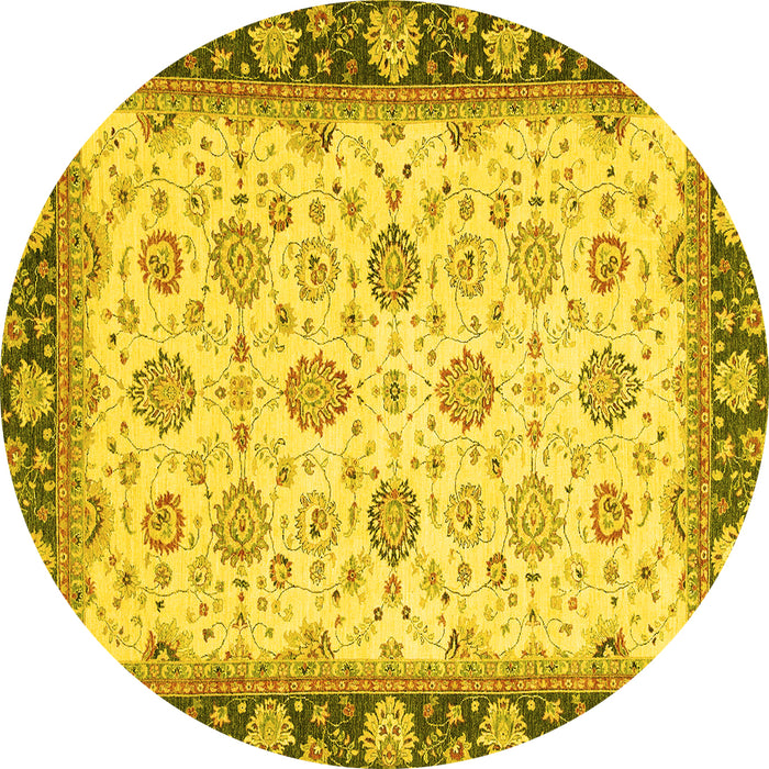 Round Oriental Yellow Traditional Rug, abs2695yw
