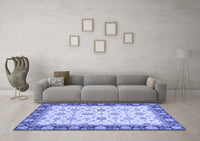 Machine Washable Oriental Blue Traditional Rug, wshabs2695blu