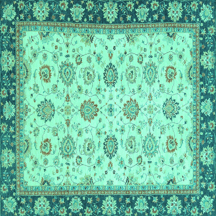 Square Oriental Turquoise Traditional Rug, abs2695turq