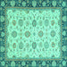 Square Oriental Turquoise Traditional Rug, abs2695turq