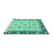 Sideview of Machine Washable Oriental Turquoise Traditional Area Rugs, wshabs2695turq