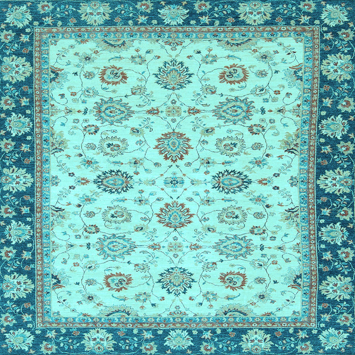 Square Machine Washable Oriental Light Blue Traditional Rug, wshabs2695lblu