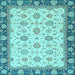 Square Machine Washable Oriental Light Blue Traditional Rug, wshabs2695lblu