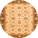 Round Machine Washable Oriental Orange Traditional Area Rugs, wshabs2695org