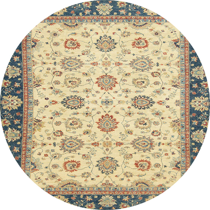 Round Machine Washable Abstract Brown Gold Rug, wshabs2695