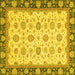 Square Machine Washable Oriental Yellow Traditional Rug, wshabs2695yw