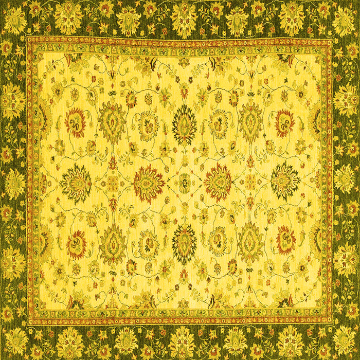 Square Oriental Yellow Traditional Rug, abs2695yw