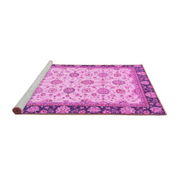 Sideview of Machine Washable Oriental Pink Traditional Rug, wshabs2695pnk