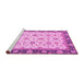 Sideview of Machine Washable Oriental Pink Traditional Rug, wshabs2695pnk