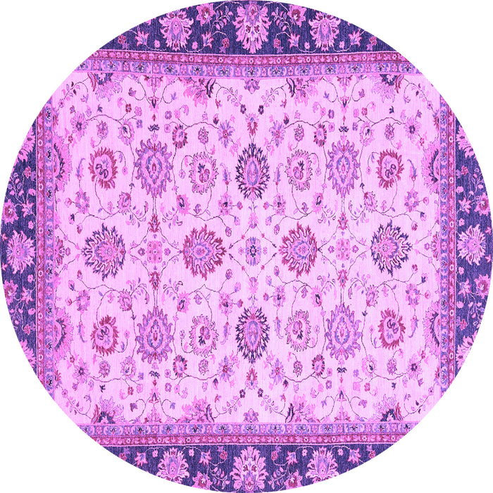 Round Machine Washable Oriental Purple Traditional Area Rugs, wshabs2695pur