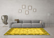 Machine Washable Oriental Yellow Traditional Rug in a Living Room, wshabs2695yw