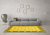 Machine Washable Oriental Yellow Traditional Rug, wshabs2695yw