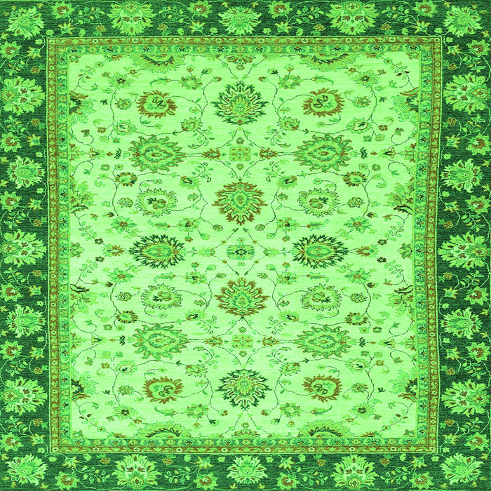 Square Machine Washable Oriental Green Traditional Area Rugs, wshabs2695grn