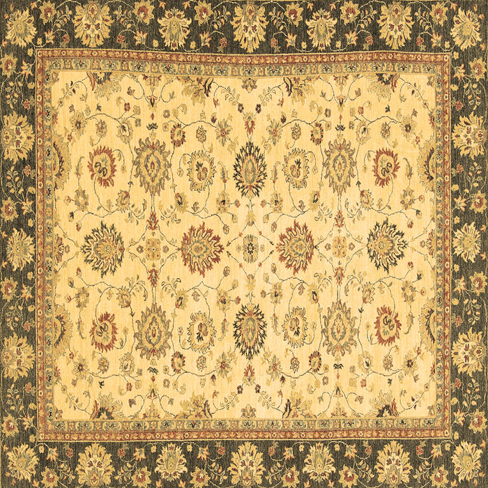 Square Machine Washable Oriental Brown Traditional Rug, wshabs2695brn