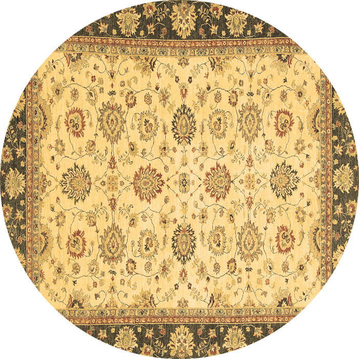 Round Machine Washable Oriental Brown Traditional Rug, wshabs2695brn