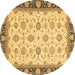 Round Machine Washable Oriental Brown Traditional Rug, wshabs2695brn