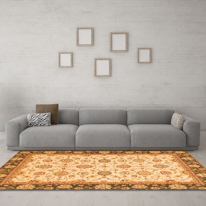Machine Washable Oriental Orange Traditional Area Rugs in a Living Room, wshabs2695org