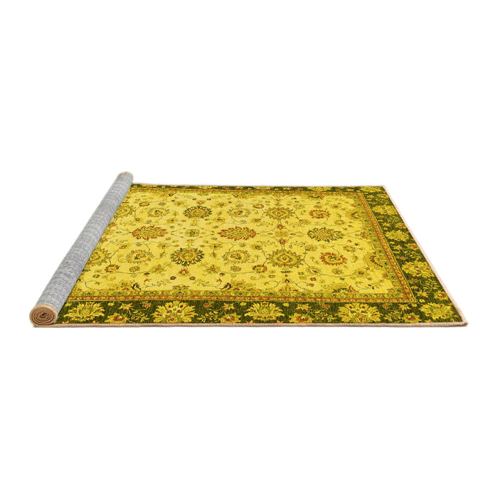Sideview of Machine Washable Oriental Yellow Traditional Rug, wshabs2695yw