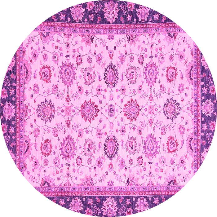 Round Machine Washable Oriental Pink Traditional Rug, wshabs2695pnk