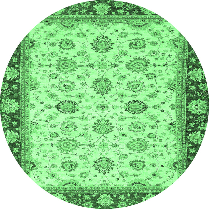 Round Oriental Emerald Green Traditional Rug, abs2695emgrn