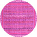 Round Machine Washable Abstract Pink Modern Rug, wshabs2696pnk