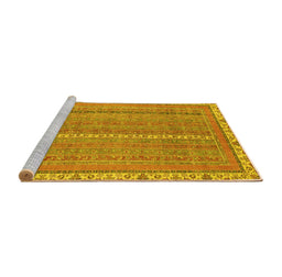 Sideview of Machine Washable Abstract Yellow Modern Rug, wshabs2696yw