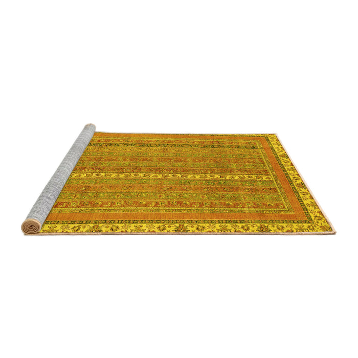 Sideview of Machine Washable Abstract Yellow Modern Rug, wshabs2696yw