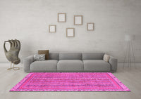 Machine Washable Abstract Pink Modern Rug, wshabs2696pnk