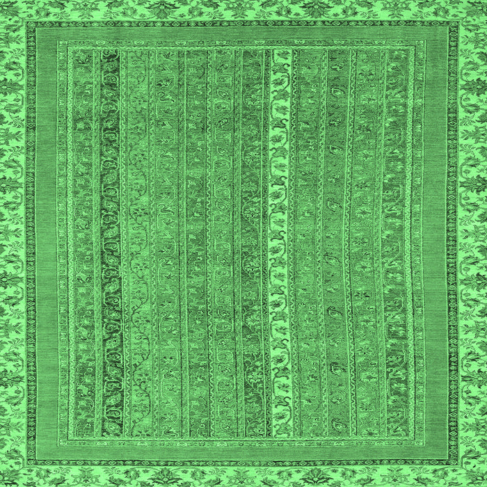 Square Machine Washable Abstract Emerald Green Modern Area Rugs, wshabs2696emgrn