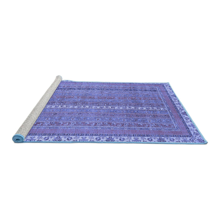 Sideview of Machine Washable Abstract Blue Modern Rug, wshabs2696blu