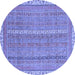 Round Abstract Blue Modern Rug, abs2696blu