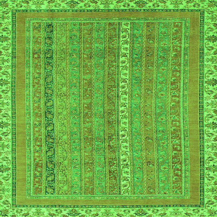Square Machine Washable Abstract Green Modern Area Rugs, wshabs2696grn