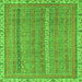 Square Machine Washable Abstract Green Modern Area Rugs, wshabs2696grn