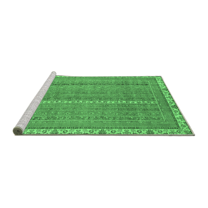 Sideview of Machine Washable Abstract Emerald Green Modern Area Rugs, wshabs2696emgrn