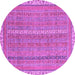 Round Machine Washable Abstract Purple Modern Area Rugs, wshabs2696pur