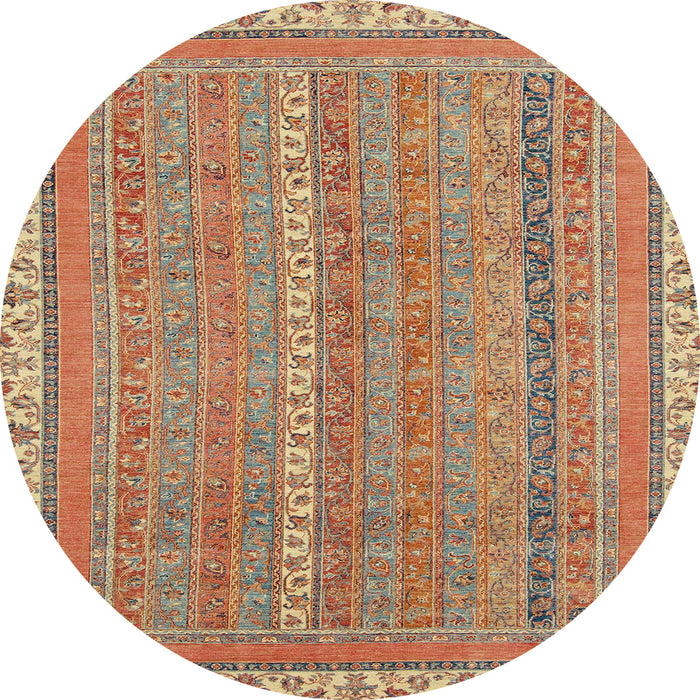 Round Machine Washable Abstract Red Rug, wshabs2696