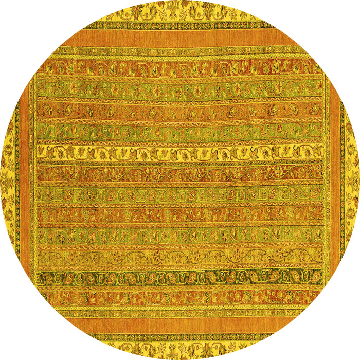 Round Machine Washable Abstract Yellow Modern Rug, wshabs2696yw