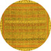 Round Machine Washable Abstract Yellow Modern Rug, wshabs2696yw