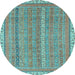 Round Abstract Light Blue Modern Rug, abs2696lblu