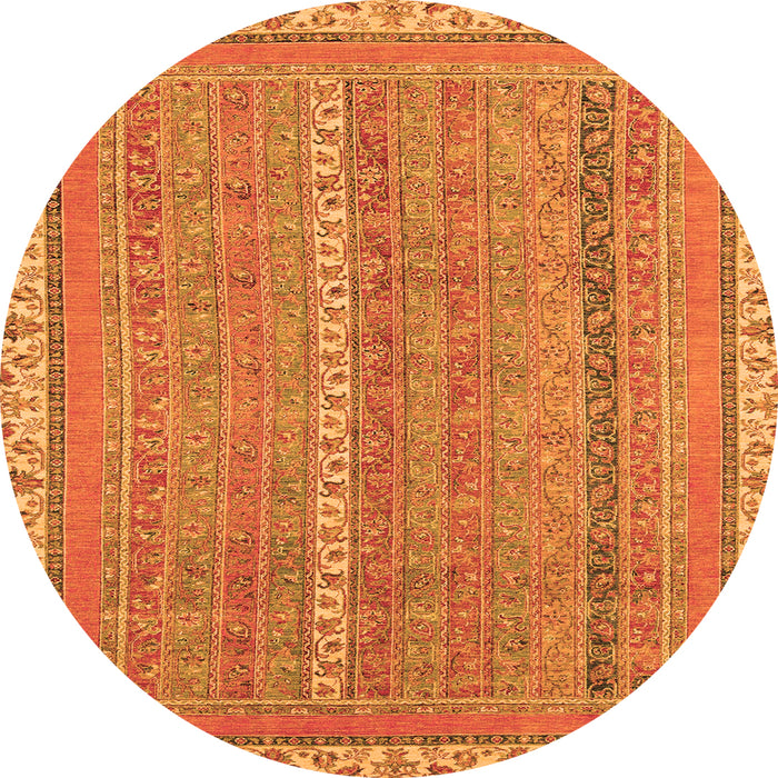 Round Machine Washable Abstract Orange Modern Area Rugs, wshabs2696org